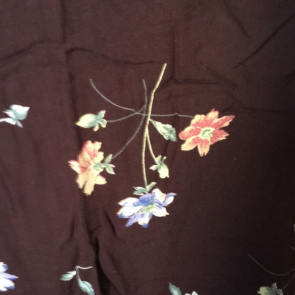 Vintage A-line brown flowered skirt size 14 - Picture 2 of 7